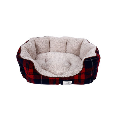 格子呢料+吸湿发热圆形宠物窝