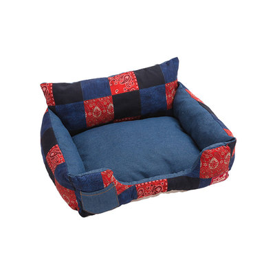牛仔风帆布数码印宠物沙发窝