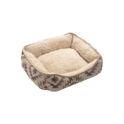 菱形格几何呢料方形宠物窝