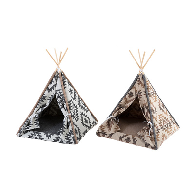 菱形格大几何呢料宠物帐篷